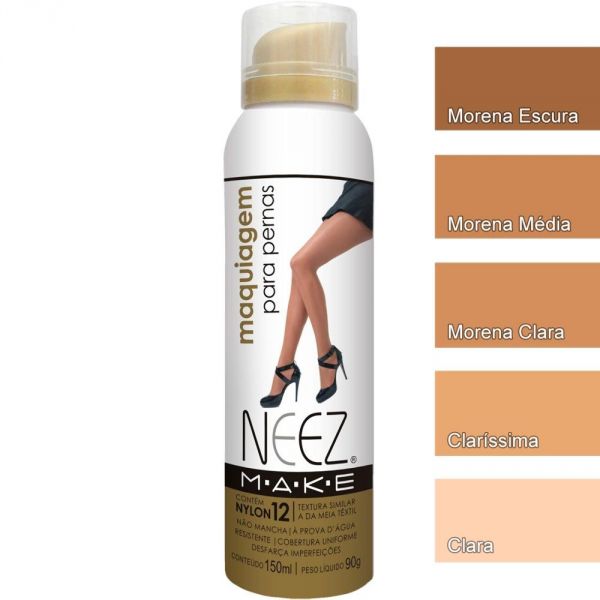 NEEZ MAKE AEROSOL MAQUIAGEM PARA PERNAS 90G PELE MORENA CLAR